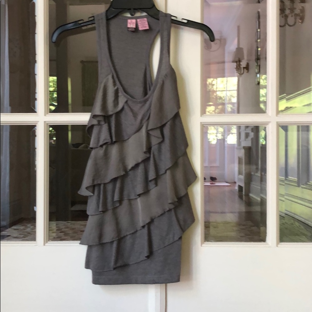 Gray Ruffle Racer Back Top - Picture 1 of 4